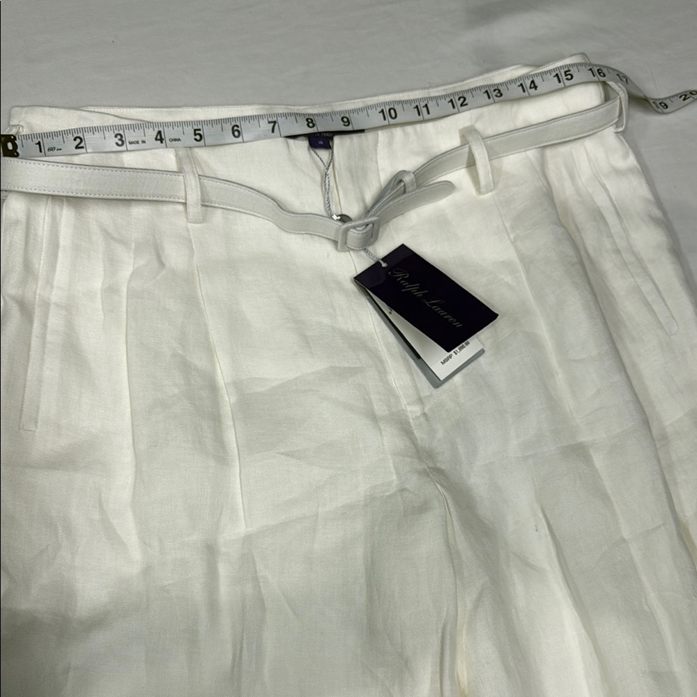 Ralph Lauren Purple Label collection women's Stamford Pleated 100% Linen Pant - Picture 7 of 16